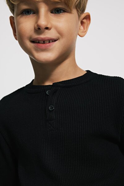 BABOKAH (Kids Boy) Düğmeli Waffle Uzun Kol T-shirt