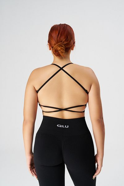 qlu Women's Black Seamless Adjustable Drawstring Sports Bra - Collection Attractive