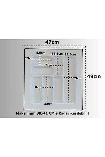 almital mobilya aksesuarları furniture accessories 47x49 εκ. Συρτάρι με 7 μάτια λευκό μαχαιροπήρουνα - Δωρεάν κοπή