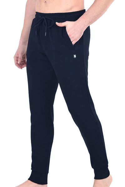 Marco Ferry Large Size Navy Blue Men's Sweatpants - with Pockets and Cuffs Edy5428B-L