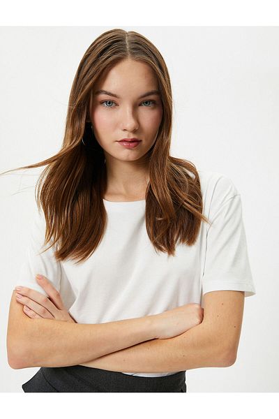 Koton Tricou de bază din bumbac cu decolteu - mânecă scurtă