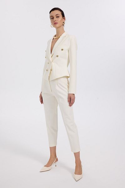 Ekol Ecru Side Pocket Pipe Leg Trousers