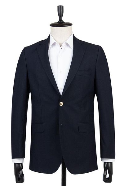İmza Μπουφάν με μονό γιακά Navy Blue Gabardine με επένδυση 4 σταγόνων Comfort Fit Relaxed Cut 1002220005