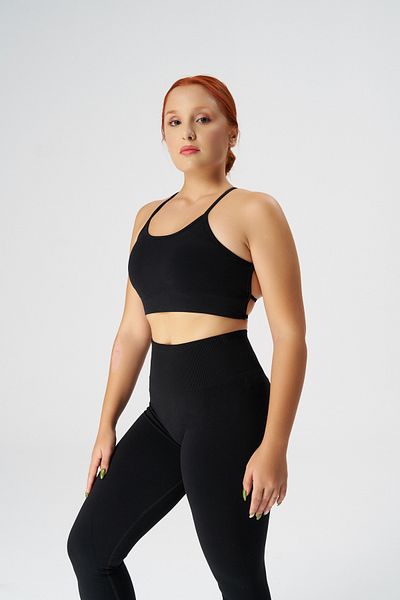 qlu Women's Black Seamless Adjustable Drawstring Sports Bra - Collection Attractive
