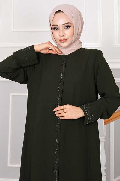 EBRUTESETTÜR Elegant Stone Detailed Hijab Ferace