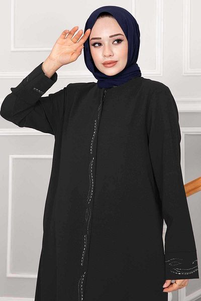 EBRUTESETTÜR Elegant Stone Detailed Hijab Ferace
