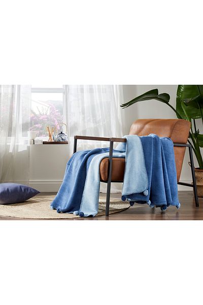 Özdilek Colorist Double Sided Cotton Blanket with Pompom 180X220 cm