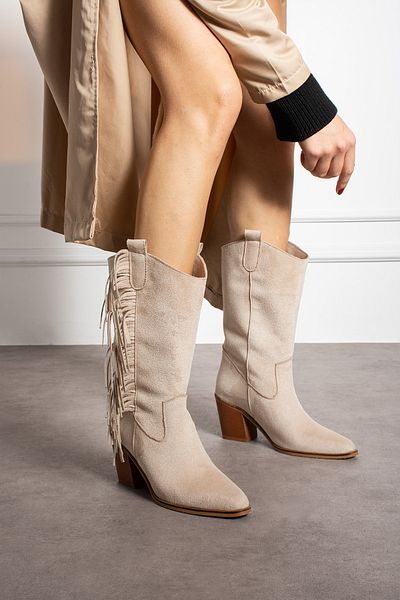 wolk shoes أحذية رعاة البقر البيج للمرأة