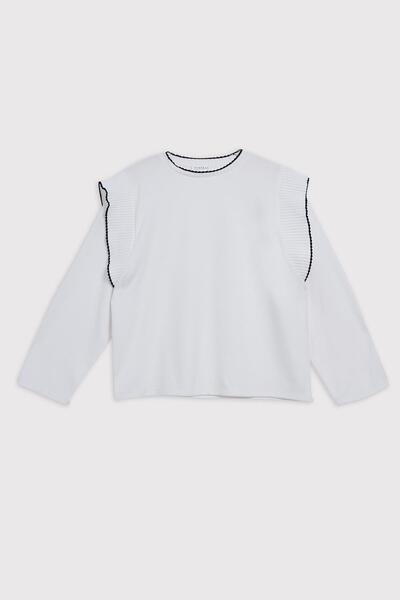 BABOKAH Triko Detaylı Yumuşak Uzun Kol Boxy Üst