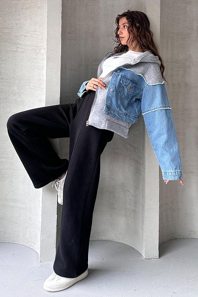 ZAROLİ Cardigan cu glugă semi-denim cu potrivire relaxată