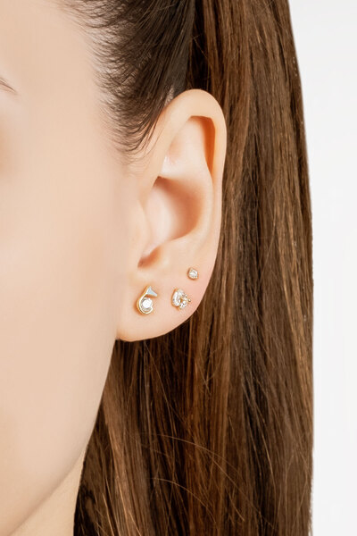 So CHIC... Minimal 18 Ayar Sarı Altın Kaplama Gümüş Çoklu Küpe