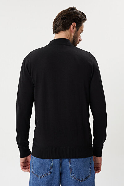 hateko Μαλλί Μαύρο Μισό Πουλόβερ Ψαρά