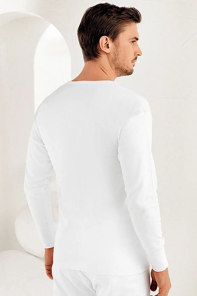 BEYAZTOPTAN Λευκό ανδρικό εσώρουχο Interloc Interlocking Crew Neck E016