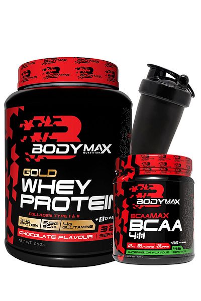 BODYMAX Gold Whey Protein Powder 960 Gr Chocolate + Bcaamax Bcaa 585 Gr Watermelon + Shaker