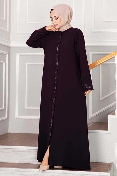 EBRUTESETTÜR Elegant Stone Detailed Hijab Ferace