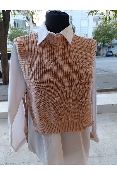 By Nilgün Akay Women's Pearl Detailed Side Tie Sweater