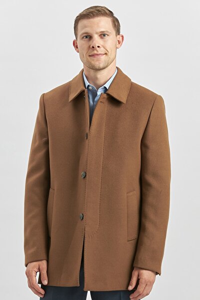 İmza Taba Cashmere Comfortable Cut Baby Collar Classic Coat - Καπιτονέ επένδυση 1008245161