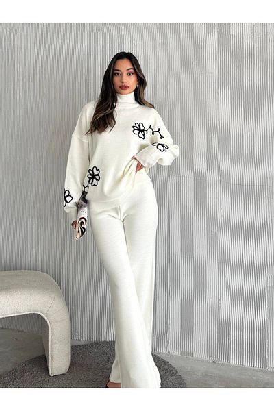 oshebu Women's High Collar Knitwear Set