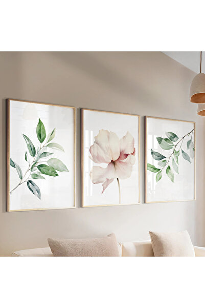 woodhomeworks Ahşap Çerçeveli 3 Lü Soyut Tablo Home Ev Salon Oturma Odası Yat...