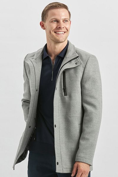 İmza Κλασικό παλτό με γιακά Slim Fit Grey Cashmere - Καπιτονέ με επένδυση 1008245150