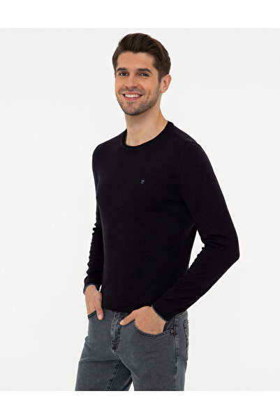 Pierre Cardin Navy Blue Slim Fit Crew Neck Basic Knitwear Sweater 50248582 -Vr033