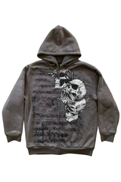 Köstebek Triple Pain Skull Cyber Grunge Kapüşonlu Sweatshirt