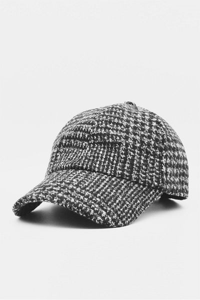 Külah Men's Baseball Cap Patterned Wool Winter Cap-black
