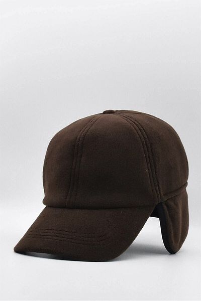 Külah Men's Fleece Cap Hat - Dark Brown, Eared