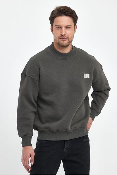 COMBİNE MİCHAİL Men's Oversize Embroidered High-Rise Sweatshirt - Furnish
