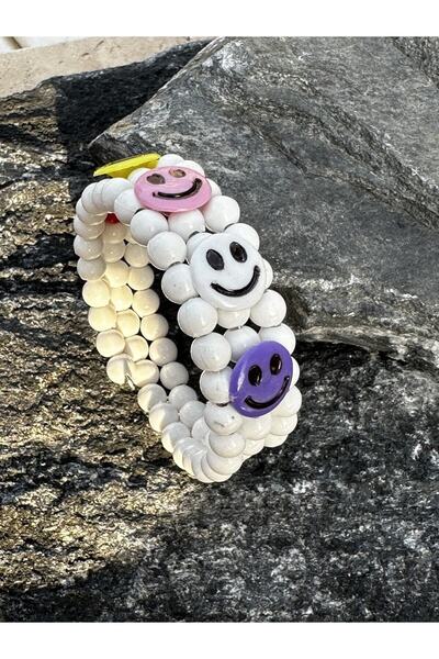Medusa Accessories سوار أطفال مزين بالخرز على شكل وجه مبتسم