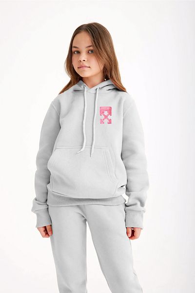 FEEL STYLE Μεγάλο παχύ αναπνεύσιμο ύφασμα από 3 κλωστές - Σετ παιδικής φόρμας με στάμπα Off Soap White