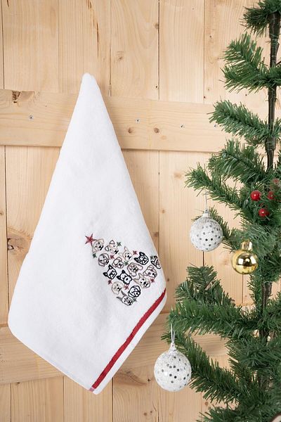 Baveno 100% Cotton Double 40X70 cm Christmas Embroidered Towel/Towel Set