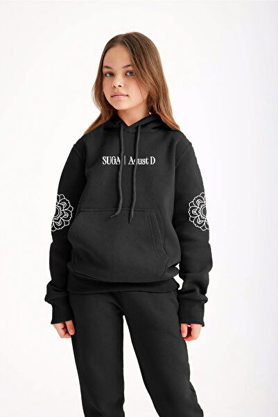 C&C OKULCUNUZ Σετ παιδικής φόρμας Suga Agust D Printed 3 Thread Thick Breathable