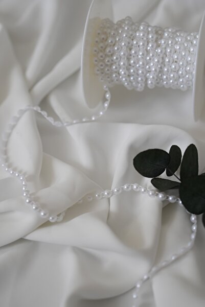 İstoria Bridal 5 أمتار من اللؤلؤ الأبيض المتسلسل، زخرفة بوش، زينة باقة اللؤلؤ