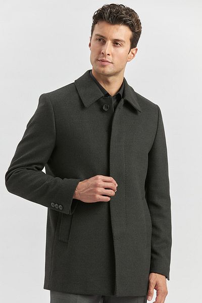 İmza Dark Anthracite Cashew - Παλτό Comfort Fit με καπιτονέ γιακά μωρού 1008245161