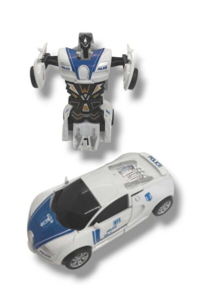 Orko Toys Robot Polis Arabası 1:32 Kendinden Robota Dönüşebilen İt Bırak Sürt...