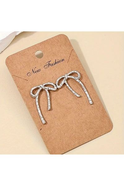 FASHİON JEWELRY Women's Heart Ribbon Figured Minimalist Earrings