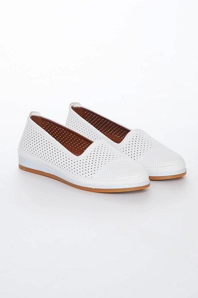 GULT White Laser Embroidered Genuine Leather Women's Casual Shoes