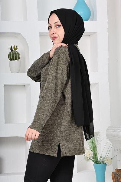 Kuraff Giyim Women's Molina Fabric Winter Large Size Buttoned Comforty Fit Short Cardigan