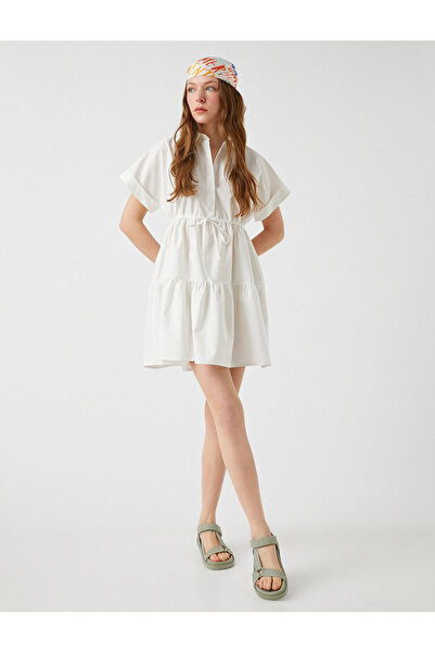 Koton Kurzärmliges Mini-Hemdkleid
