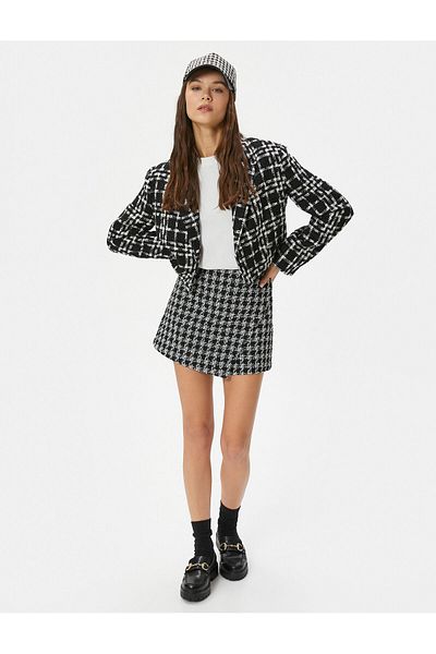 Koton Fustă scurtă mini din tweed cu talie dublă