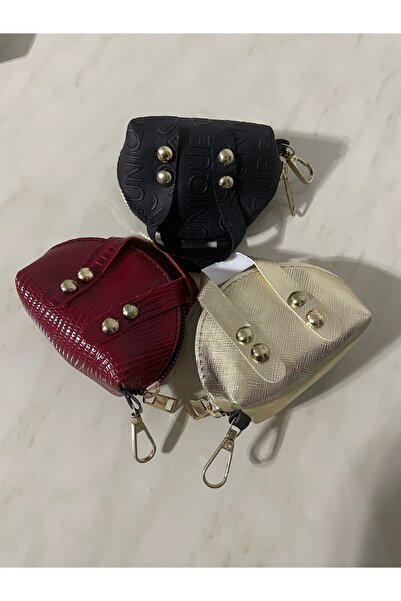 Classy 3 adet bozuk para mini cüzdan anahtar askılı fermuarlı karışık renkler