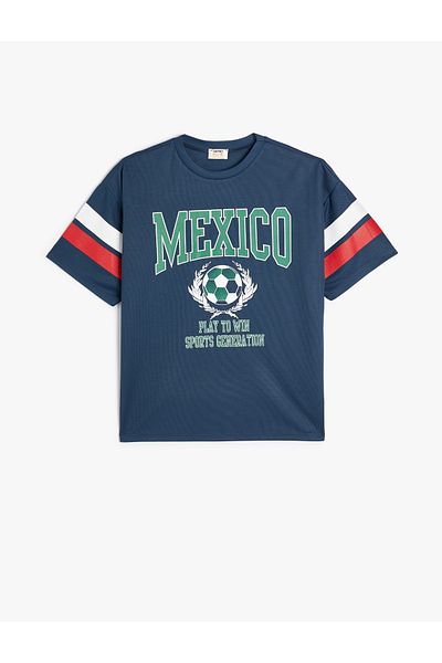 Koton Mexico Printed - Slogan Detailed Color Block Tričko s krátkým rukávem