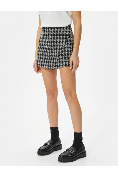 Koton Tüvit Şort Etek Kruvaze Mini Boy Standart Bel