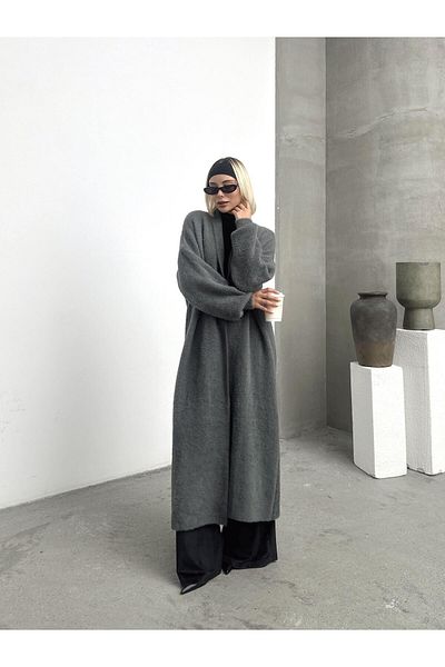 Olcay ANTRACIT 8245 Cardigan lung de tricotaj largi