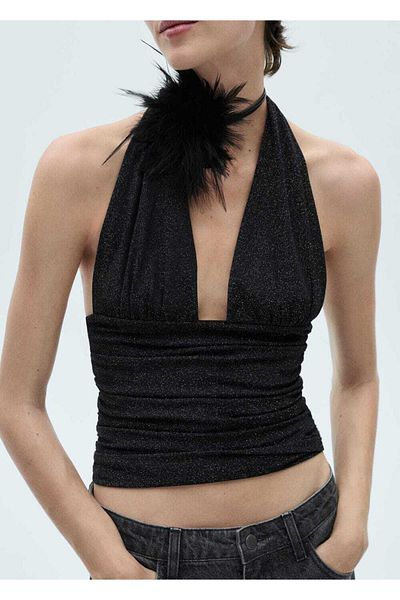 MANGO Woman Halter Collar Lureks Knitwear Blouse