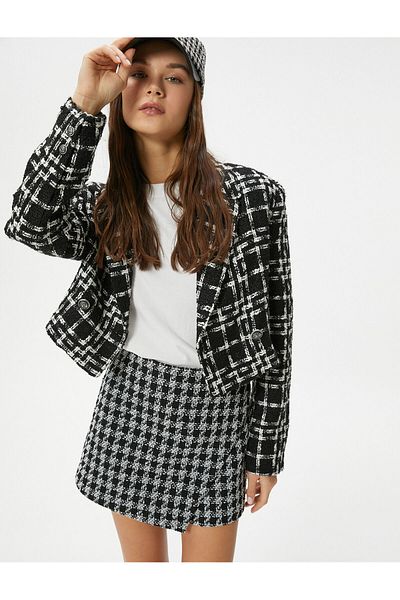 Koton Fustă scurtă mini din tweed cu talie dublă