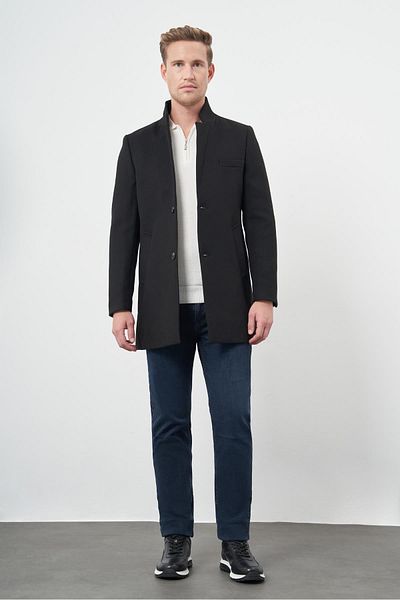 İmza Palton negru Slim Fit cu guler stand - căptușeală matlasată, 1008245171