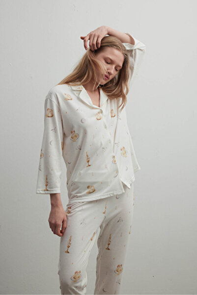 Hays Kadın Pamuklu Uzun Kollu Gömlek Pijama Üstü