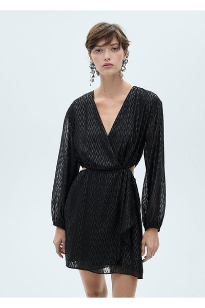 MANGO Woman Side Slit Wrap Dress